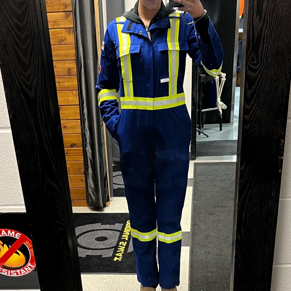High-Visibility Navy Coverall with Reflective Striping